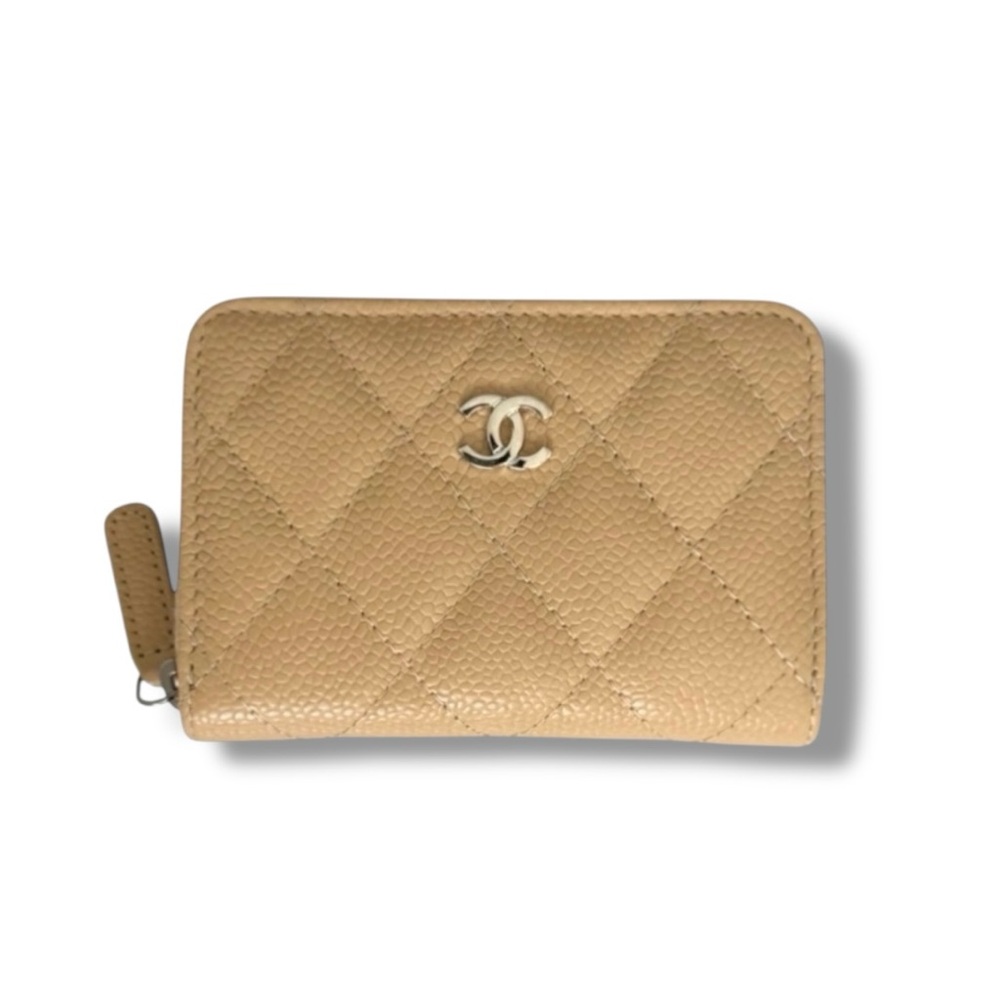 🆕💞CHANEL Classic CAVIAR Quilted Zip Around Coin Purse Wallet • BEIGE • Silver HW - Picture 15 of 15
